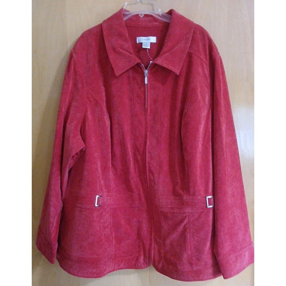 Christopher & Banks Women Longsleeve Jacket True Red Plus Size 3X Full Zip-Up